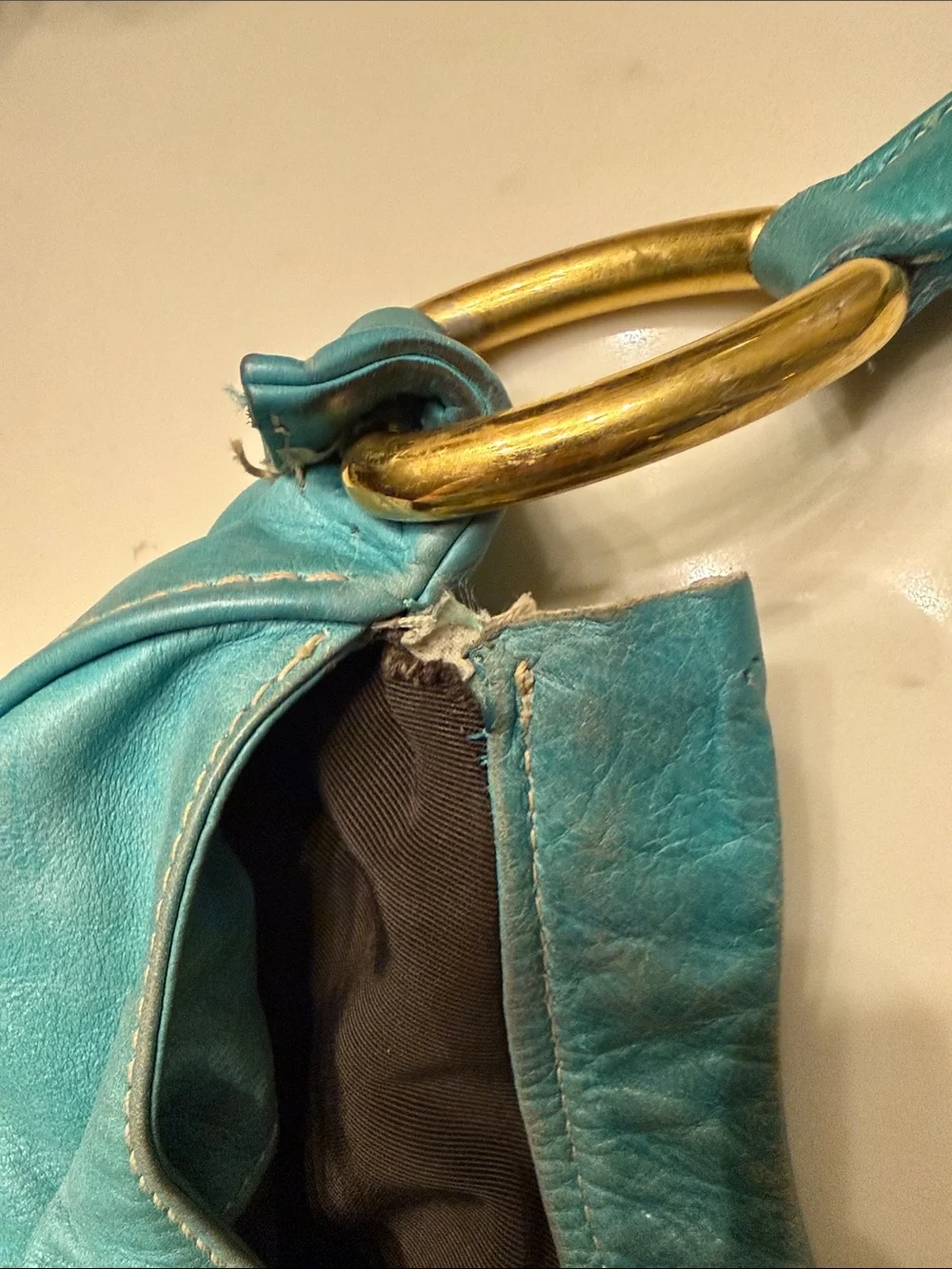 Miu Miu Turquoise Green Leather Tote Bag